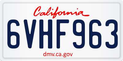 CA license plate 6VHF963