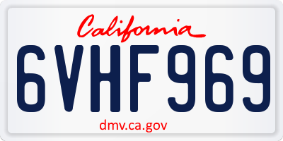 CA license plate 6VHF969