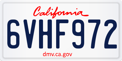 CA license plate 6VHF972