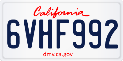 CA license plate 6VHF992