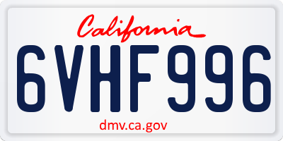 CA license plate 6VHF996