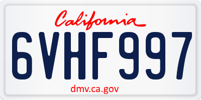 CA license plate 6VHF997