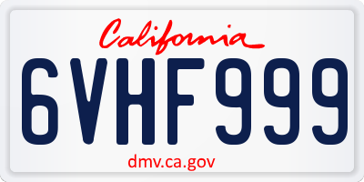 CA license plate 6VHF999