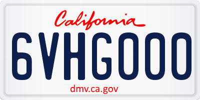 CA license plate 6VHG000