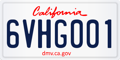 CA license plate 6VHG001