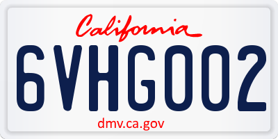 CA license plate 6VHG002