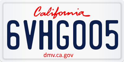 CA license plate 6VHG005