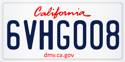 CA license plate 6VHG008
