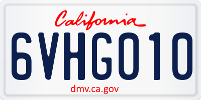 CA license plate 6VHG010