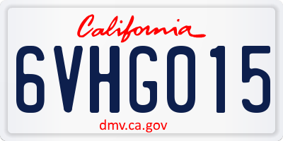 CA license plate 6VHG015