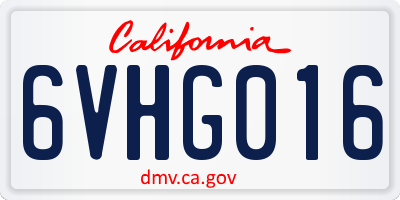 CA license plate 6VHG016