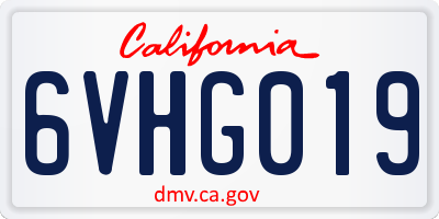 CA license plate 6VHG019