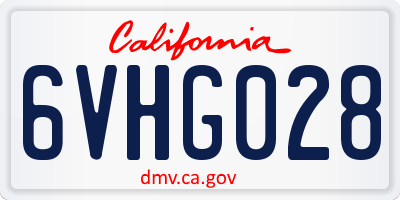 CA license plate 6VHG028
