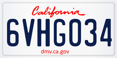 CA license plate 6VHG034