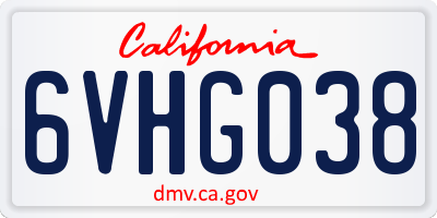 CA license plate 6VHG038