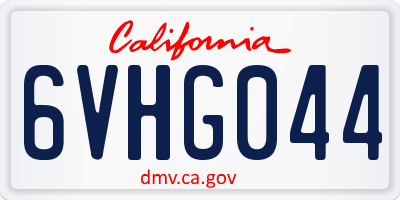 CA license plate 6VHG044