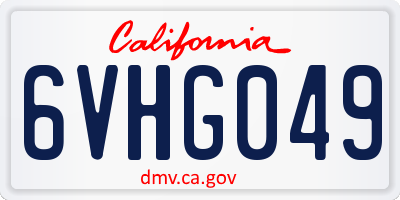 CA license plate 6VHG049