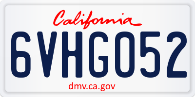 CA license plate 6VHG052
