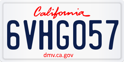 CA license plate 6VHG057