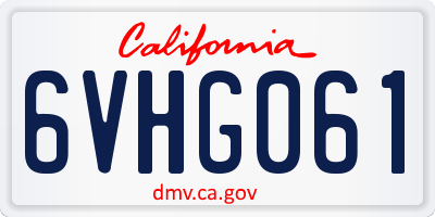CA license plate 6VHG061