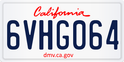 CA license plate 6VHG064