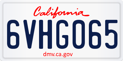 CA license plate 6VHG065