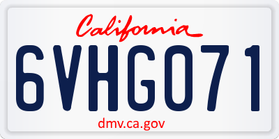 CA license plate 6VHG071