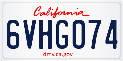CA license plate 6VHG074