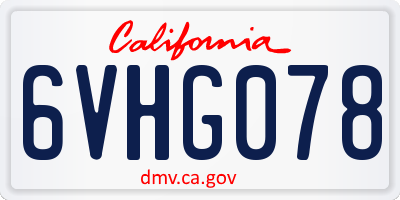 CA license plate 6VHG078
