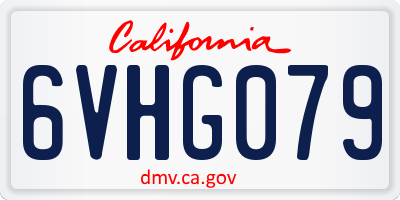 CA license plate 6VHG079