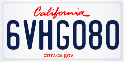 CA license plate 6VHG080