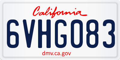 CA license plate 6VHG083