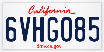 CA license plate 6VHG085