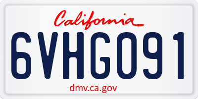 CA license plate 6VHG091