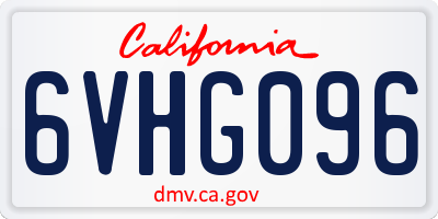 CA license plate 6VHG096
