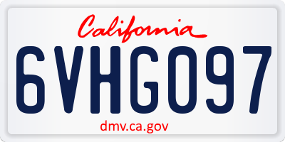 CA license plate 6VHG097