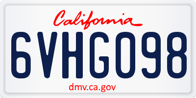 CA license plate 6VHG098