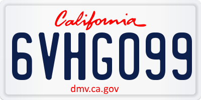 CA license plate 6VHG099
