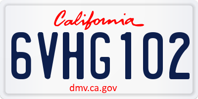 CA license plate 6VHG102