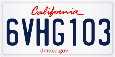 CA license plate 6VHG103