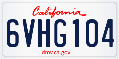 CA license plate 6VHG104