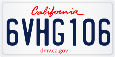 CA license plate 6VHG106