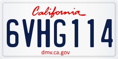 CA license plate 6VHG114