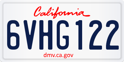 CA license plate 6VHG122