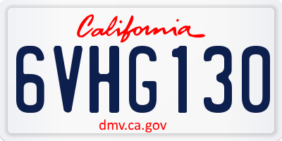 CA license plate 6VHG130