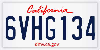 CA license plate 6VHG134