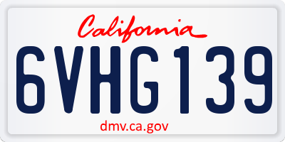 CA license plate 6VHG139