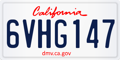 CA license plate 6VHG147