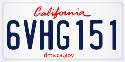 CA license plate 6VHG151