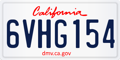CA license plate 6VHG154